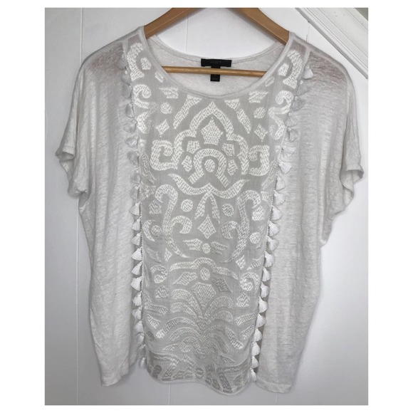 J. Crew | Linen Boho Pom Fringe Detailed Blouse - Picture 4 of 10